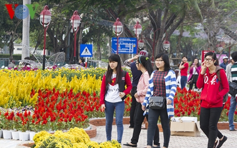 นักศึกษาชาวต่างชาติในเวียดนามและนักศึกษาเวียดนามในต่างประเทศฉลองเทศกาลตรุษเต๊ตปีมะแม๒๐๑๕